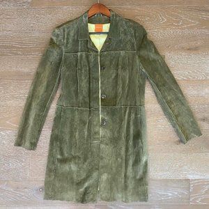 Anonymous by John Carlisle Suede lined Trench Coat, Lime Green, Size L